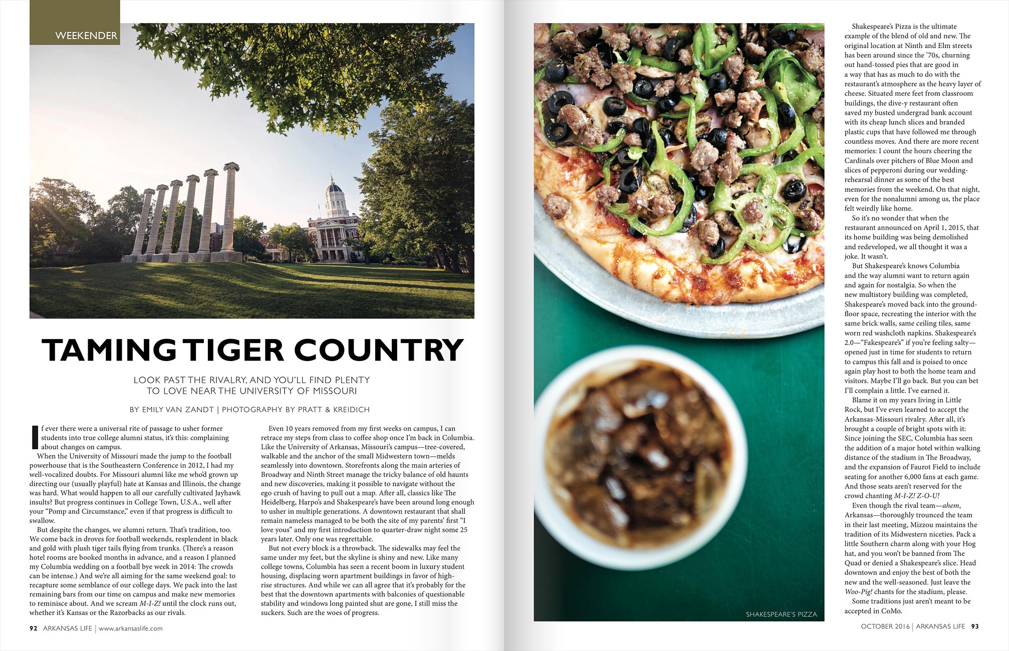 Columbia Missouri Travel Article for Arkansas Life Magazine