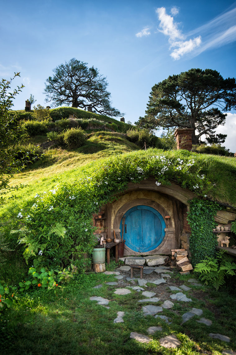 Hobbiton door in New Zealand.